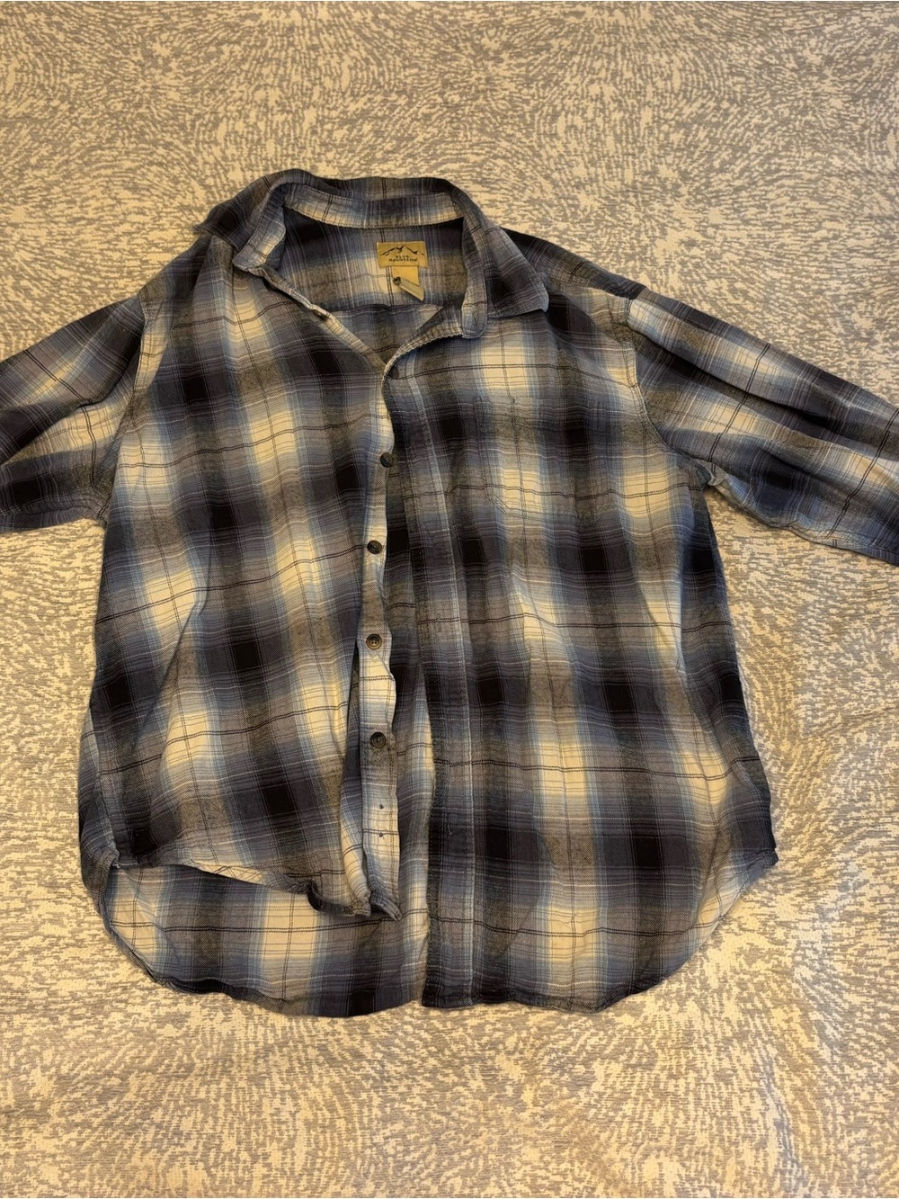 Men's Casual Plaid Button-Down Shirt - Blue & Gray